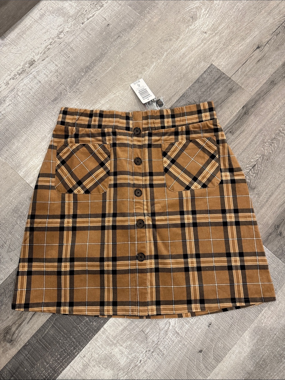 NWT Torrid Camel Plaid Button-Front Mini Skirt